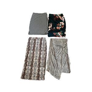 Shein Pencil 4 Skirt Bundle- Houndstooth/Snakeskin/Leopard/Floral- Size M and L